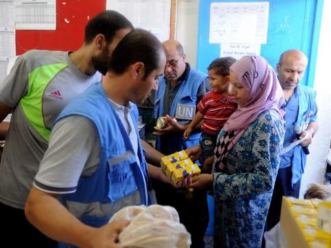 Reparto de alimentos a familias desplazadas en Gaza, fotografía 2