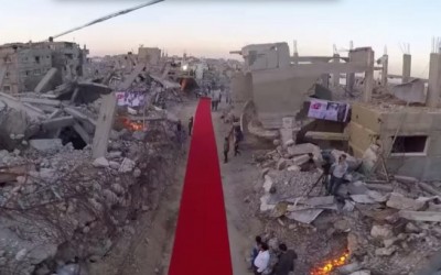 Una alfombra roja entre ruinas en la inauguración de un Festival de Cine de Gaza