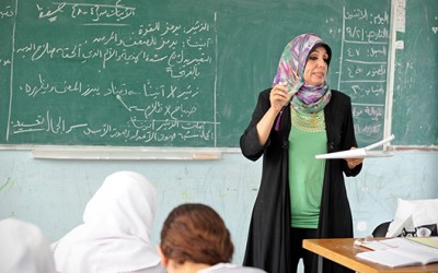 Suheir al-Khaldi, profesora de una escuela en pleno centro de Gaza